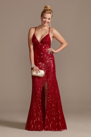 Crossing Sequin Sheath Dress with Slit ...